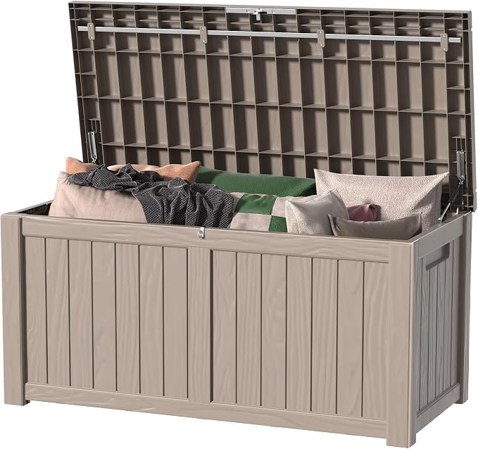 120 GallonOutdoor Storage Box, Resin Deck Boxes Waterproof, IndoorOutdoor Bin by GGYI