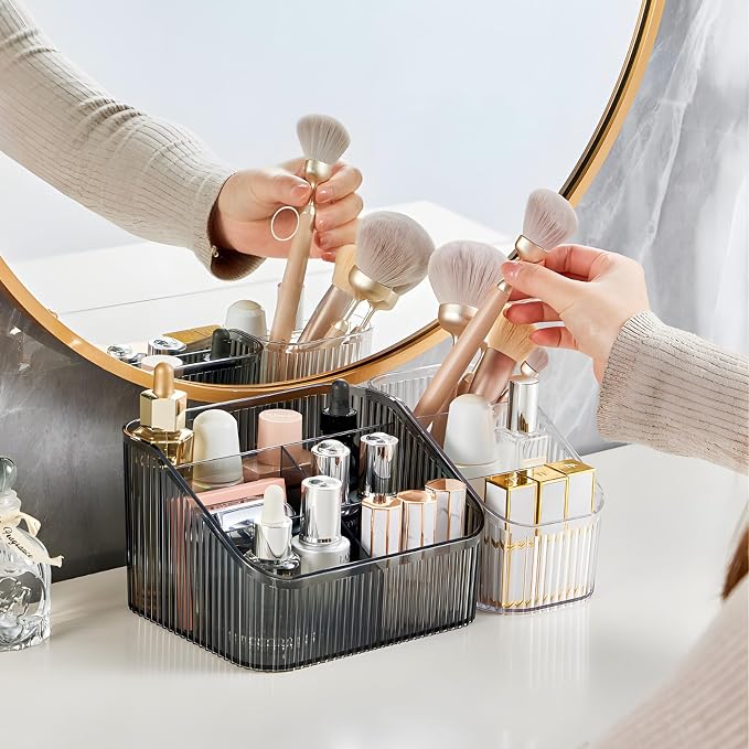 Black Makeup Organizer, Makeup Brush Holder 8 Cups - Image 2