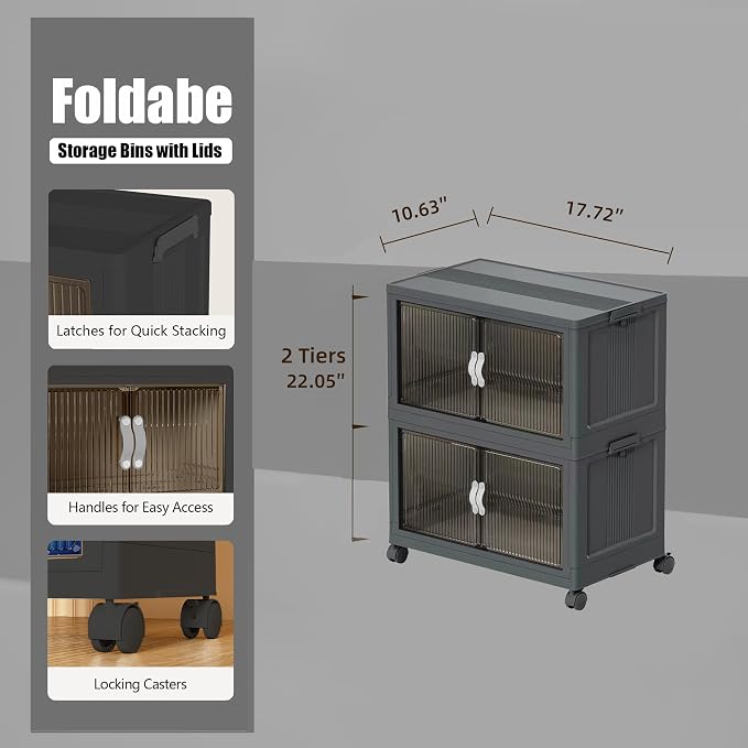 Stackable Storage Bins with Lids and Wheels - Image 2
