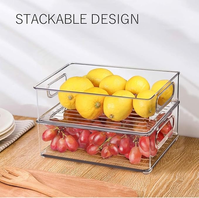12 Pack Refrigerator Organizer Bins, 3 Sizes Stackable Clear Pantry Storage - Image 5