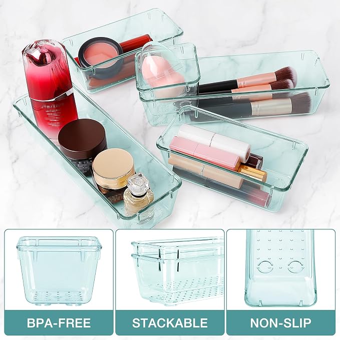 13 PCS Drawer Organizer Set, 5 Varied Size Bathroom and kitchen Drawer cabinet - Image 3