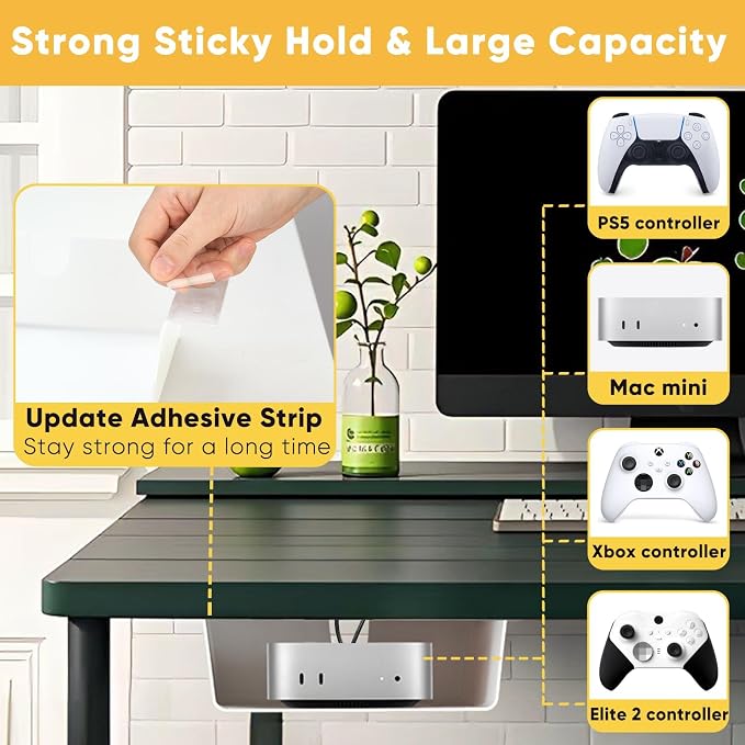 2 Pack Under Desk Hanging Shelf Drawer Organizer, Attachable Plastic Hidden - Image 3