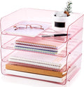 Harloon 4 Tier Acrylic Paper Tray 13 x 9.8 x 3 Inches Stackable Letter Clear by Muasung