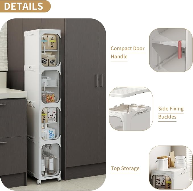 2-Tier Tall Narrow Storage Cabinet, Slim Bathroom Storage Cabinet - Image 5