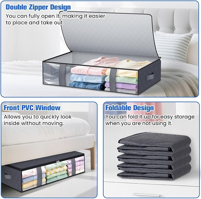 Under Bed Storage Containers, 6 Pack Blanket Storage Bags, Collapsible Storage - Image 4