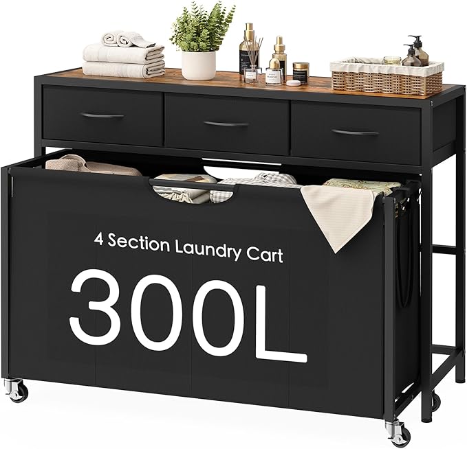 Laundry Sorter, Rolling Laundry Hamper by FIONESO