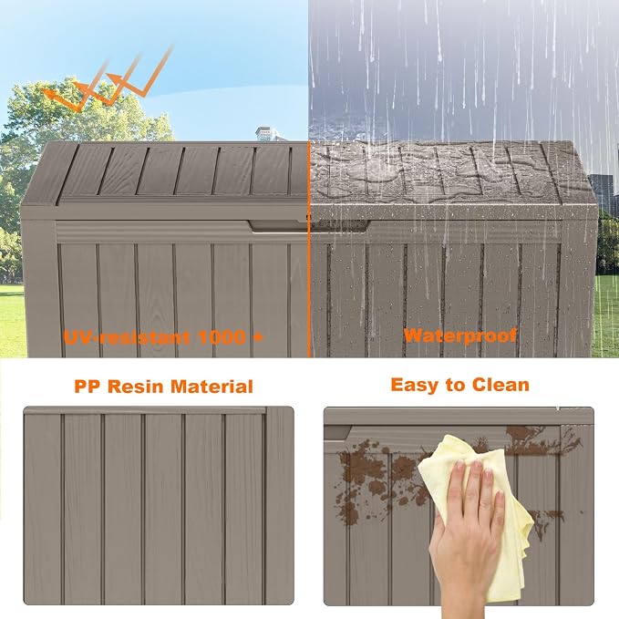 86 Gallon Outdoor Deck Box, Storage Lockable Waterproof Patio Furniture - Image 4