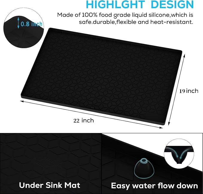 Under Sink Mat, Silicone Waterproof Under Sink Liner, Sink Cabinet Organizer - Image 3
