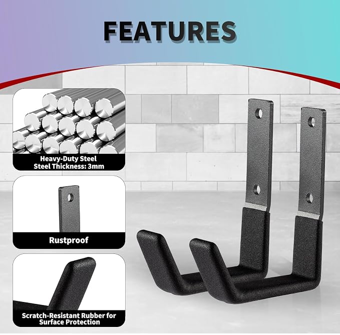 Heavy Duty Wall Mount Hooks, Utility Hooks, Tool Organizer - Image 3