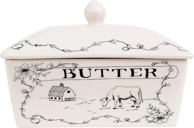 Creative Co-Op Country Stoneware Butter Dish by CreativeCo-Op