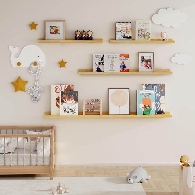 Fun Memories Picture Ledge Shelf, 24 Inch Floating Shelves Set of 2, Nursery - Image 7