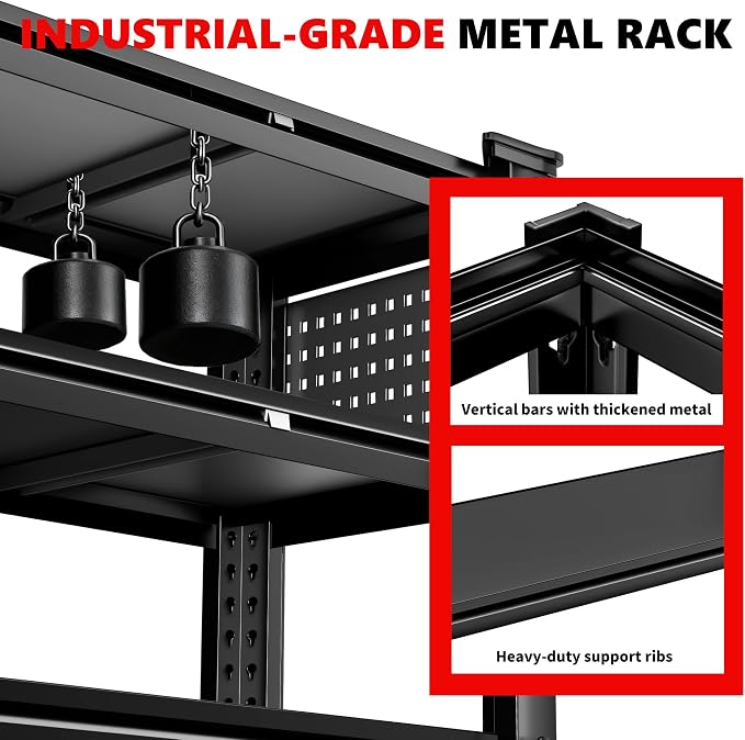 SILVEL 48.2"W Garage Shelving, 5000LBS Heavy Duty Metal Shelving, 2025 Solid - Image 4