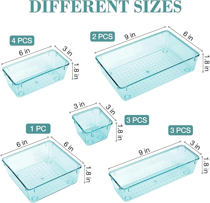 13 PCS Drawer Organizer Set, 5 Varied Size Bathroom and kitchen Drawer cabinet - Image 2