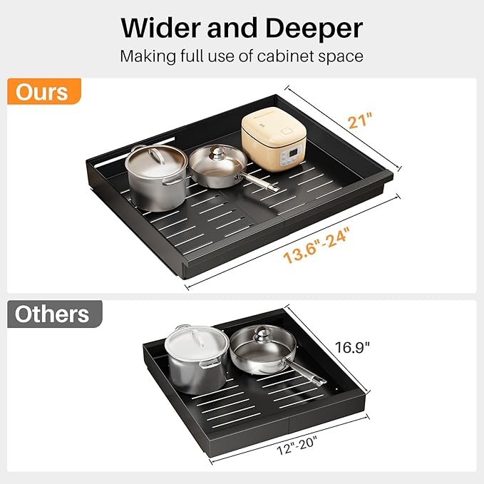 Pull out Cabinet Organizer, Adjustable Full-Extension Adhesive Roll out Shelves - Image 2