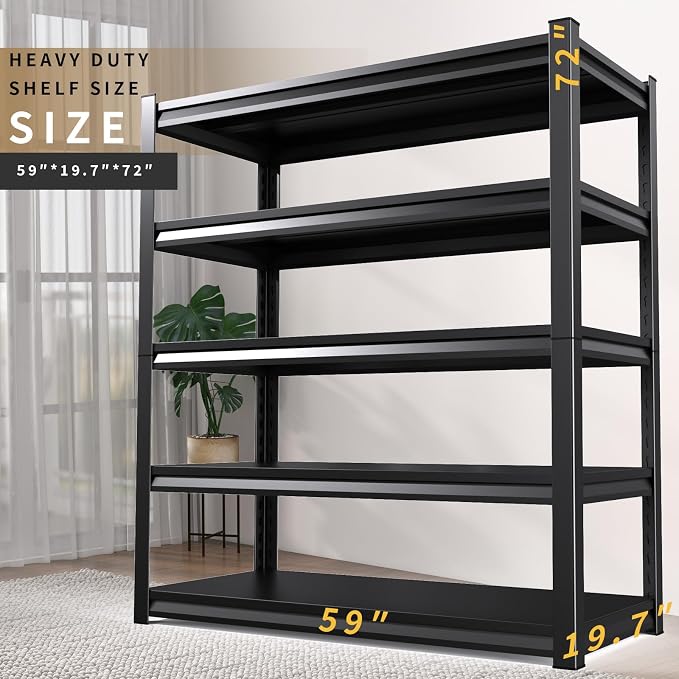 72" H/59 W Garage Shelving Heavy Duty Storage Shelves Adjustable Garage Shelves - Image 2