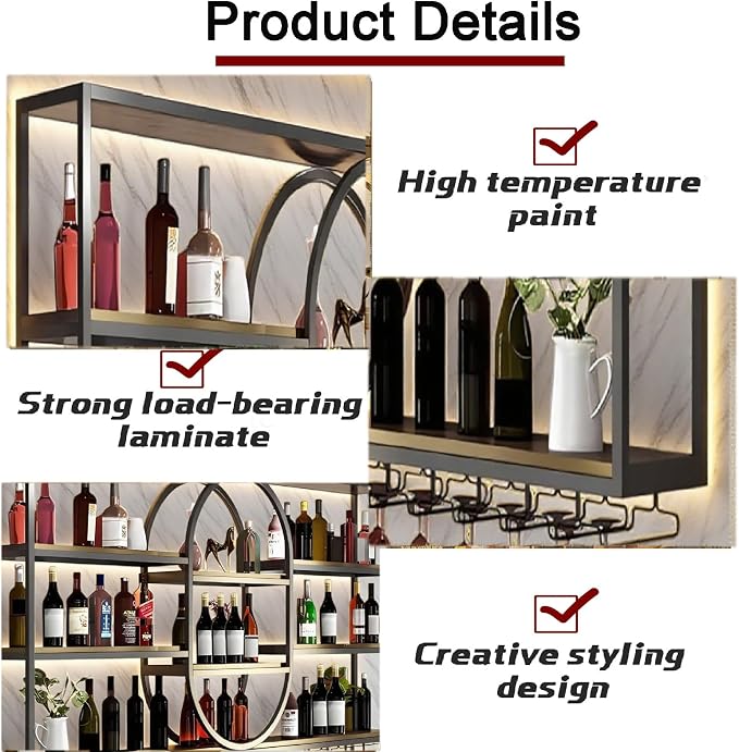 55.1INLarge Wall Mount Wine Rack, Metal 4 Tier Hanging Bottle Holder - Image 5