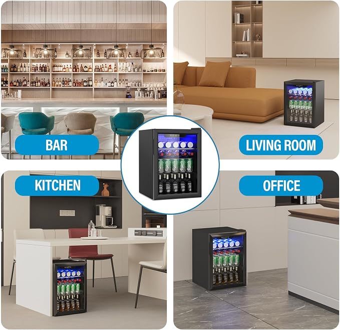 2.6 Cubic Feet Mini Fridge, 95 Can Freestanding Beverage Refrigerator - Image 6