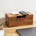 Acacia Wood Cable Management Box, Wooden Cord Hider & Organizer by Unknown