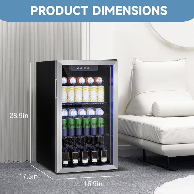 Beverage Refrigerator Cooler, 105 Can/3.0 Cubic Feet Mini Fridge - Image 3