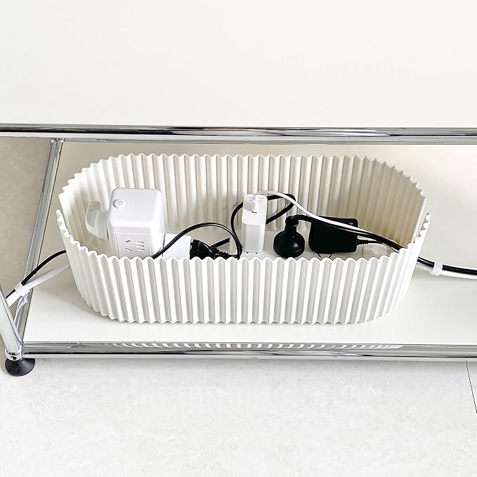2 Pack White Cable Management Box, Plastic Cord Organizer Box Under Desk - Image 7