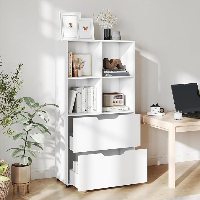 GOFLAME 4-Tier Bookcase with 2 Drawers, 51” Tall Bookshelf with 4-Cube Open - Image 7