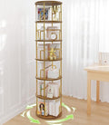 6 Tier Rotating Bookshelf Tower Round, 74” Tall Spinning Bookshelf Tower by Amzeth
