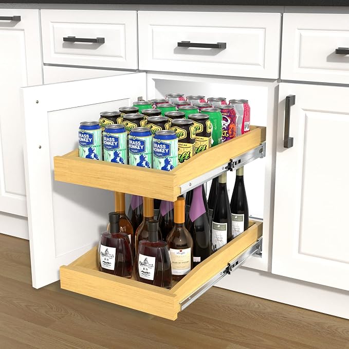 Wooden Soft Close Pull out Cabinet Organizer 26" D x 4.3" H, Heavy Duty Slide - Image 7
