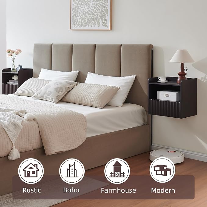Modern Fluted Floating Nightstand Wall Mounted - Image 3