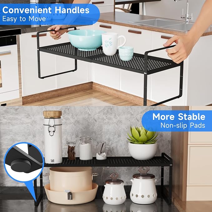 Expandable Cabinet Shelf Organizers, Kitchen Small Stand Rack Organization - Image 7