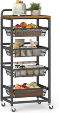 VASAGLE Storage Cart with Pull-Out Baskets, 5-Tier Kitchen Cart with Wheels by VASAGLEbySONGMICSHOME