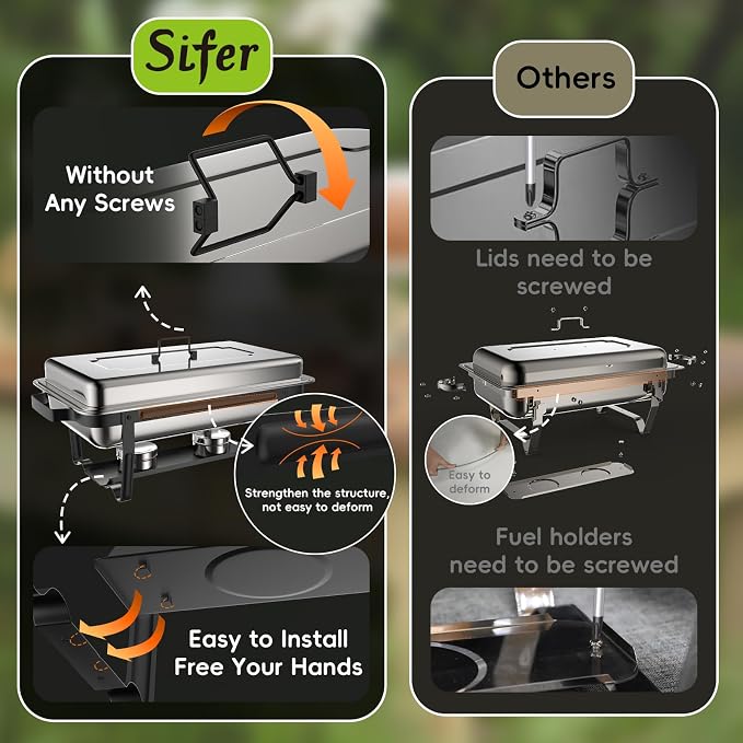 sifer 9Qt 2Pack Chafing Dishes for Buffet | Chafing Dishes - Image 4