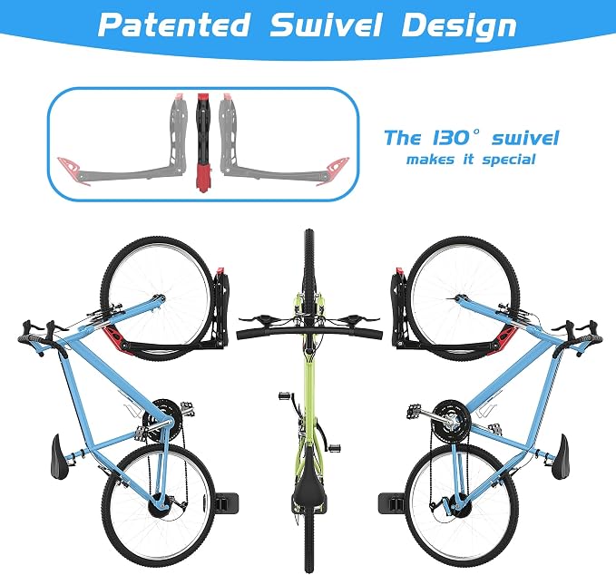 WALMANN BIKEPAL No Lifting Wall Mount Swivel Bike Rack, Vertical Bike Wall - Image 3