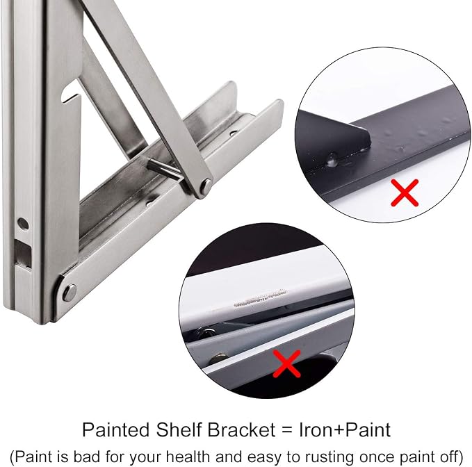 YUMORE Folding Shelf Brackets 22", Max Load: 330lb Heavy Duty Stainless Steel - Image 3