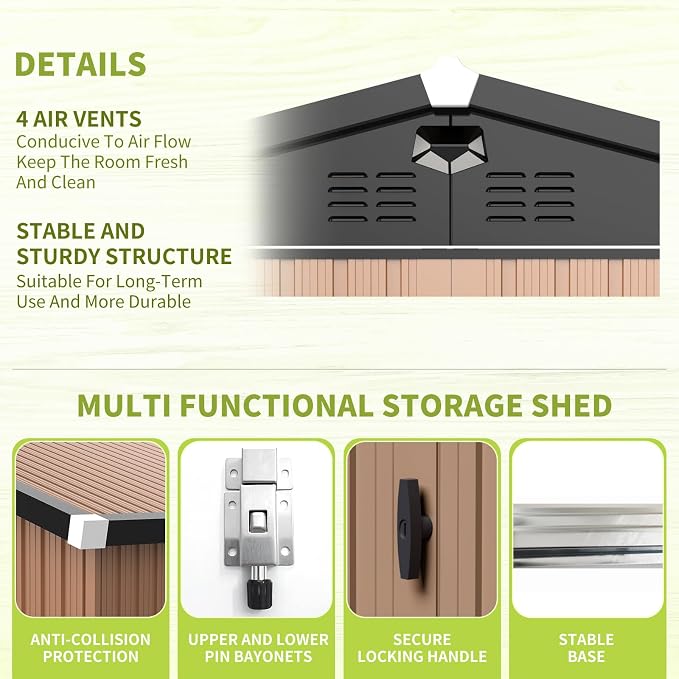 Metal Storage Shed, 10x12 Outdoor Storage Building, Large Backyard Sheds - Image 4
