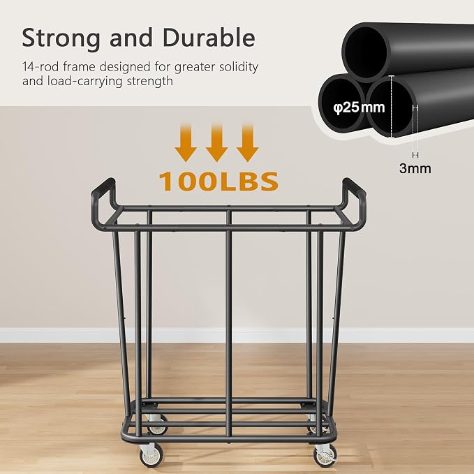 Large Laundry Hamper with Wheels, 360L Rolling Big Laundry Basket - Image 3