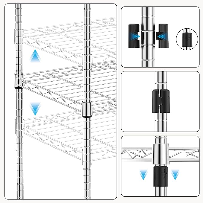 1000 lbs 4Tier Shelf Metal Storage Shelves Wire Rack Closet Organizers - Image 4