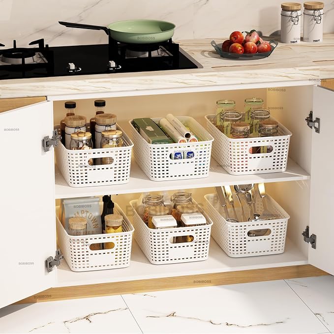 White Plastic Storage Baskets - Image 8