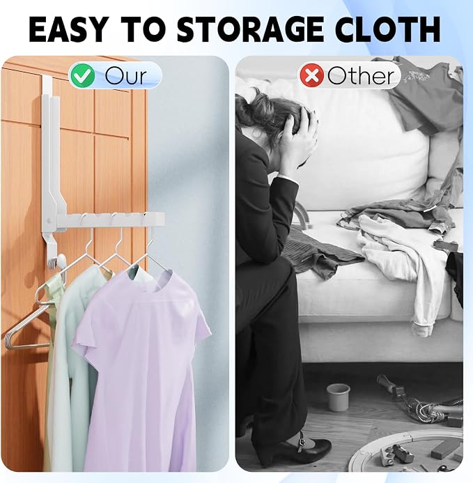 BAKON Over The Door Hanger Folding Clothes Drying Rack, Folding Hanging Coat - Image 8
