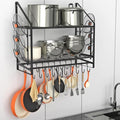 28 Inch Pot Rack Wall Mounted, 2 Tier Pots and Pans Organizer by VyGrow