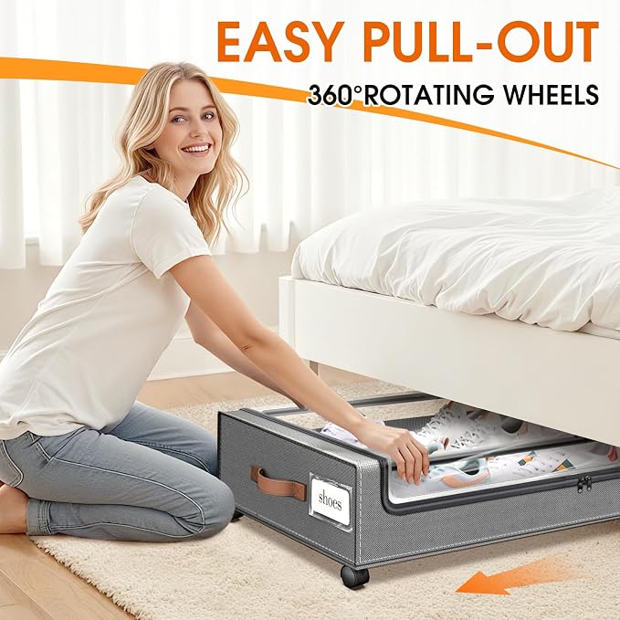 Under Bed Storage with Wheels 1Pack Underbed Storage with Clear Window&Label - Image 4