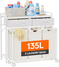 Lifewit Laundry Hamper 3 Section, Large Rolling Laundry Sorter by Lifewit