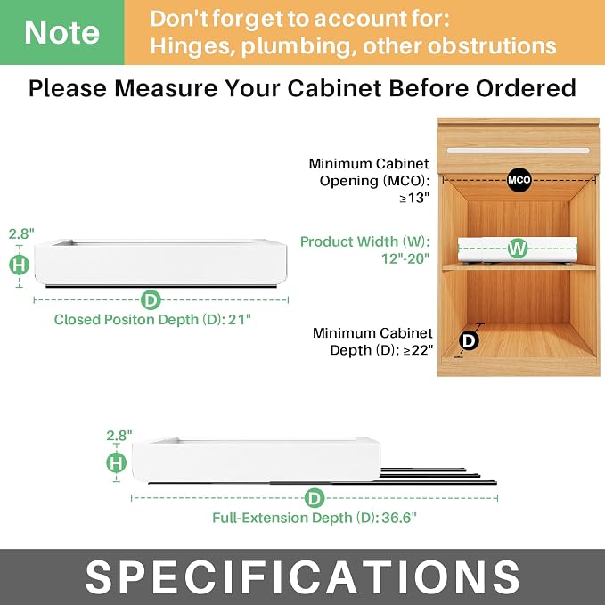 Pull out Cabinet Organizer, Stainless Steel Expandable Heavy Duty Slide out - Image 2