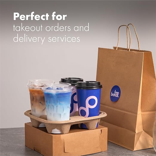 FMP Brands 4 Cup Disposable Drink Carrier Trays, 80 Pack Compostable Pulp Fiber - Image 5