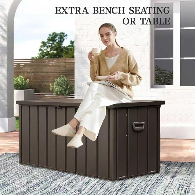Domi 150 Gallon Metal Deck Box Waterproof, Outdoor Storage Box - Image 6