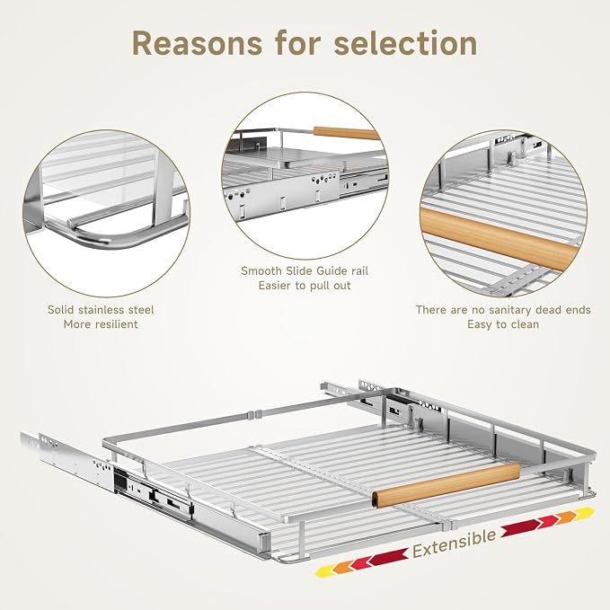1 Pack Expandable Pull Out Cabinet Organizer，Side Mounting - Image 4