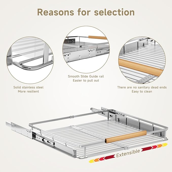 2 Pack Expandable Pull Out Cabinet Organizer，Side Mounting - Image 4