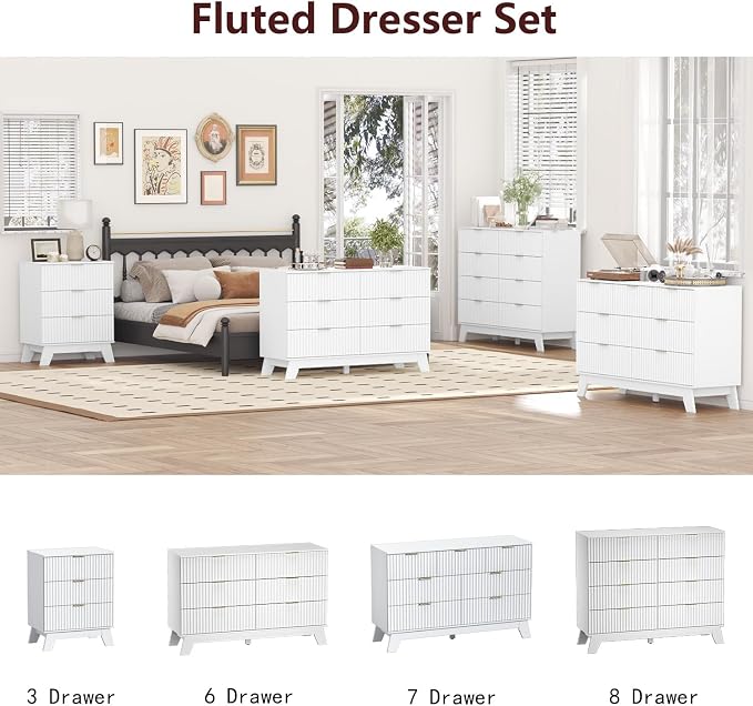 Fluted Dresser for Bedroom, 6 Drawer Dresser for Closet, Storage Cabinet and - Image 9