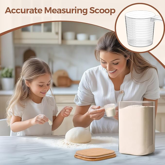 ComSaf Glass Pantry Storage Containers, 4.6Qt/1.6Qt Large Square Flour and - Image 7
