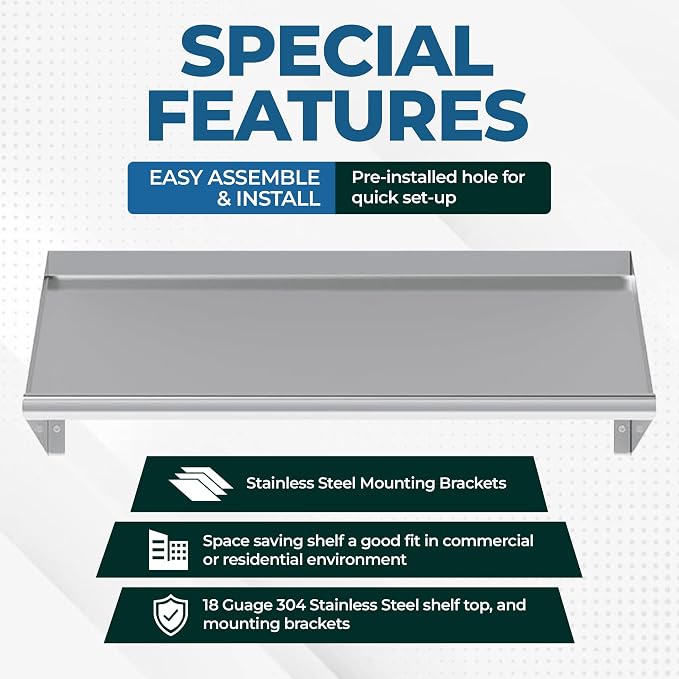 304 Stainless Steel Slanted Wall Rack Shelf - Image 7
