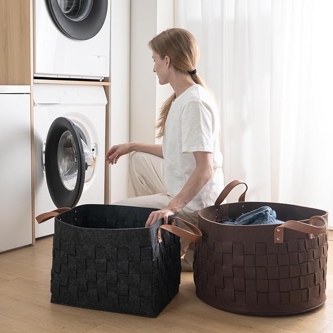 boldmonkey Laundry Basket 16.5 " x13 x13, Large Rectangular Blanket Basket - Image 6